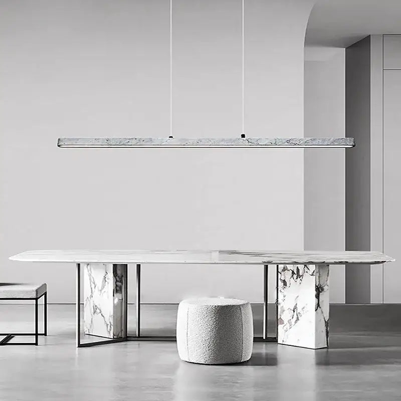 Modern black led natural marble hanging chandelier dining room