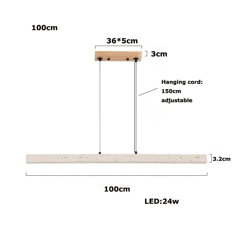 Minimalist wood led natural stone round linear chandelier dining room