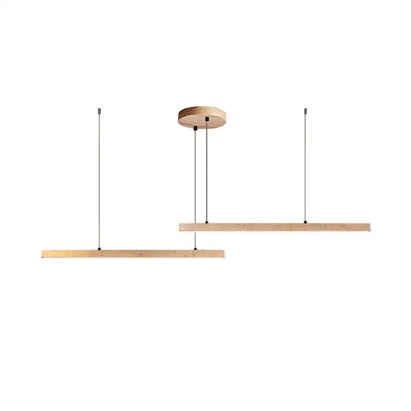 Minimalist wood led natural stone round linear chandelier dining room