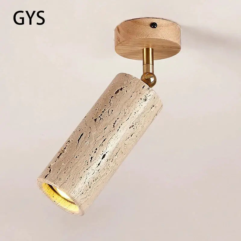 Rustic beige led natural stone spotlights walnut living room light