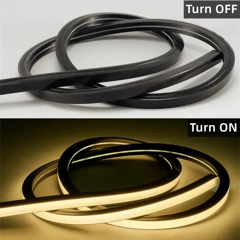 Sleek black & gold neon rope lights outdoor waterproof garden decor