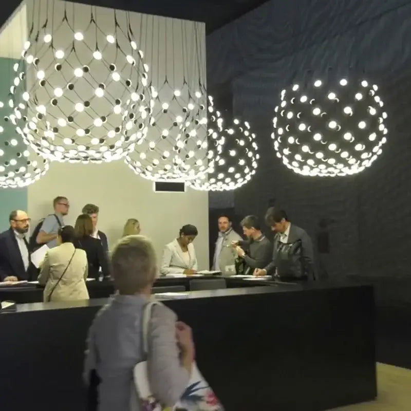 Minimalist black led net pocket pendant light for living room