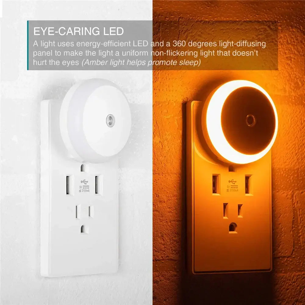 Modern orange circular led night light for bedroom smart sensor