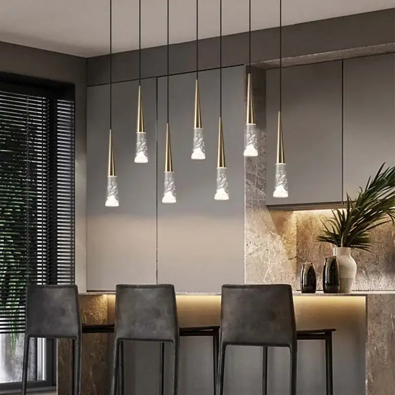 Modern gold & black nordic staircase chandelier stairwell lighting