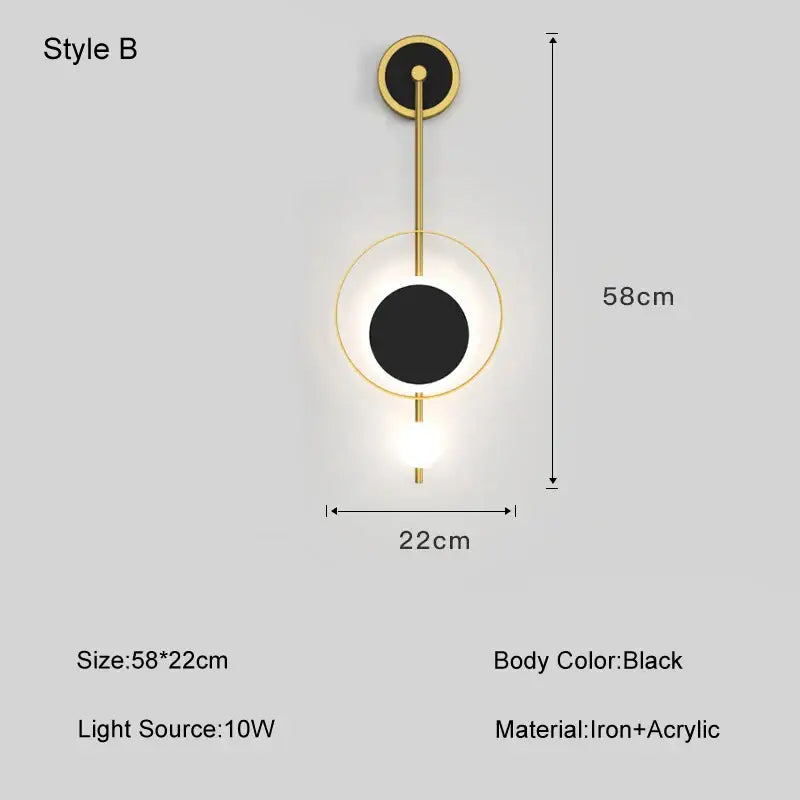 Modern gold ring led nordic wall lights bedroom sconce