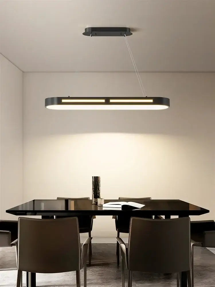 Modern black rectangular led office chandelier dining room light