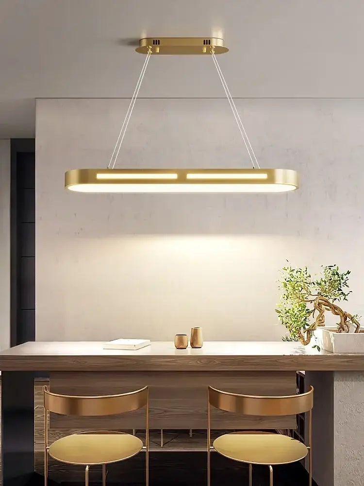 Modern black rectangular led office chandelier dining room light