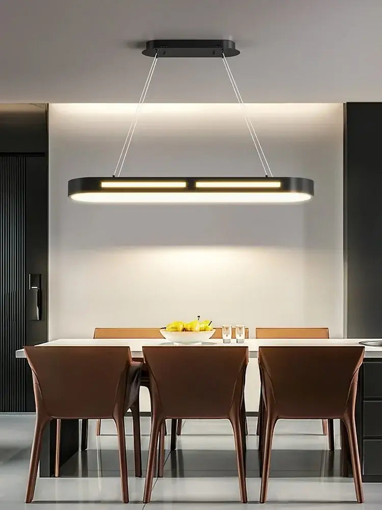 Modern black rectangular led office chandelier dining room light