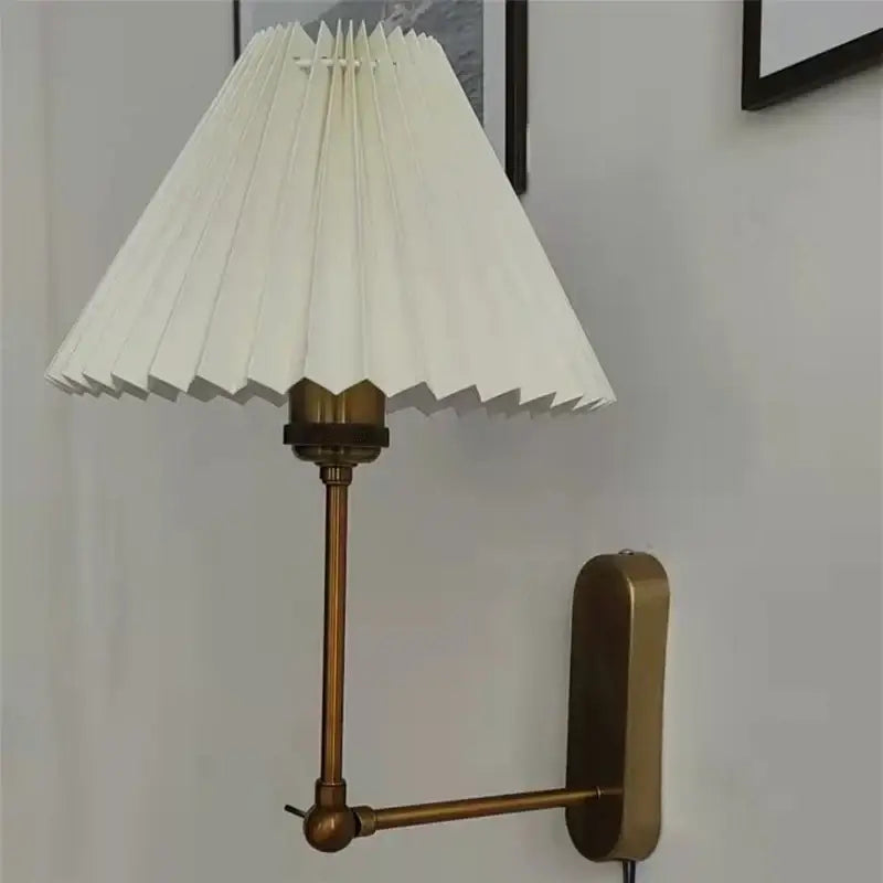 Origami wall lamp cream pleated led sconce for bedroom living room