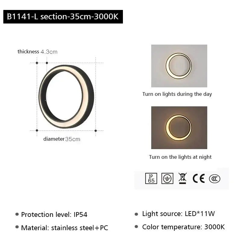 Modern minimalist led outdoor moon wall lamp courtyard sconce
