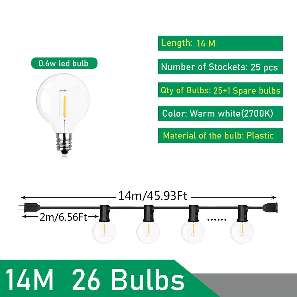 DecorBites™ LED Outdoor String Lights for Wedding Party