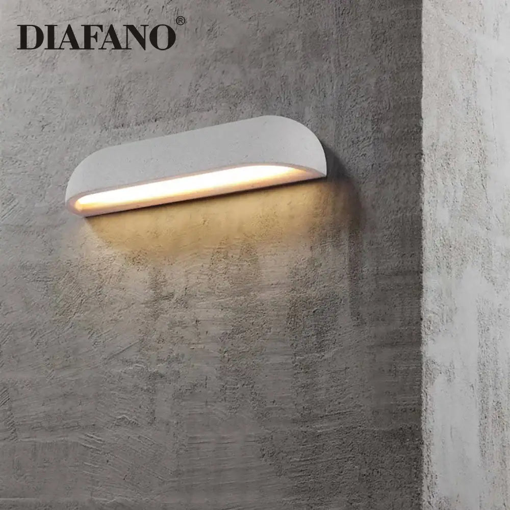 Curved white travertine led outdoor wall lamp garden sconce
