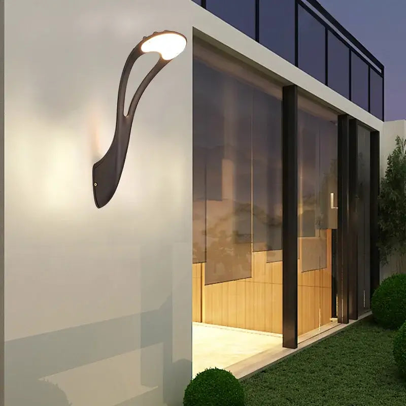 Modern black outdoor wall lamp garden circular warm light sconce