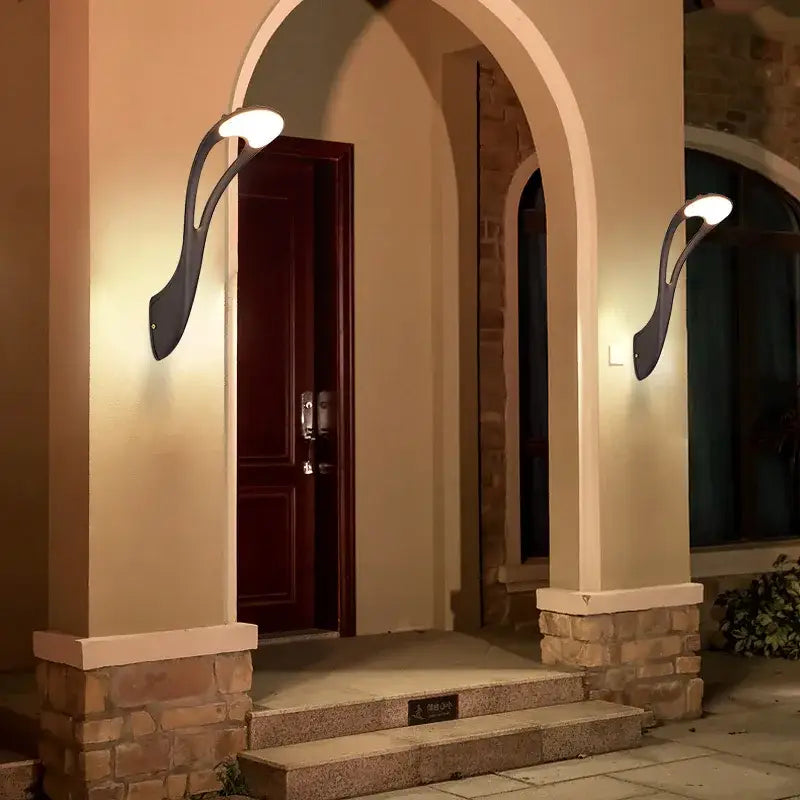 Modern black outdoor wall lamp garden circular warm light sconce