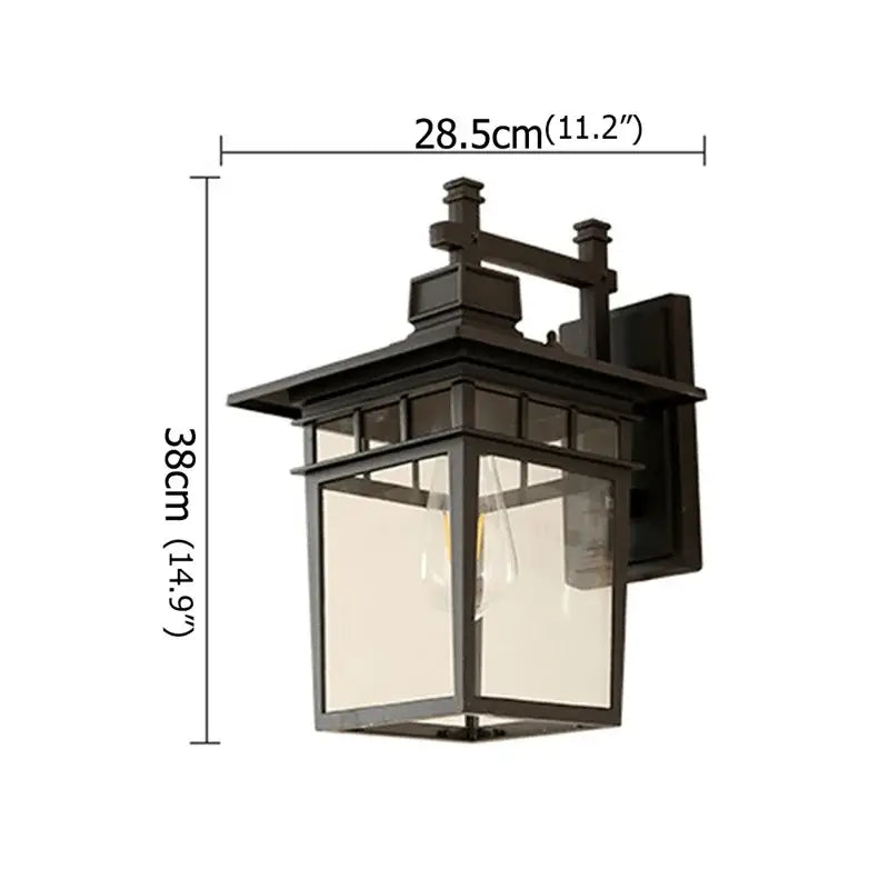 Retro black iron outdoor wall lamp clear glass lantern for patio