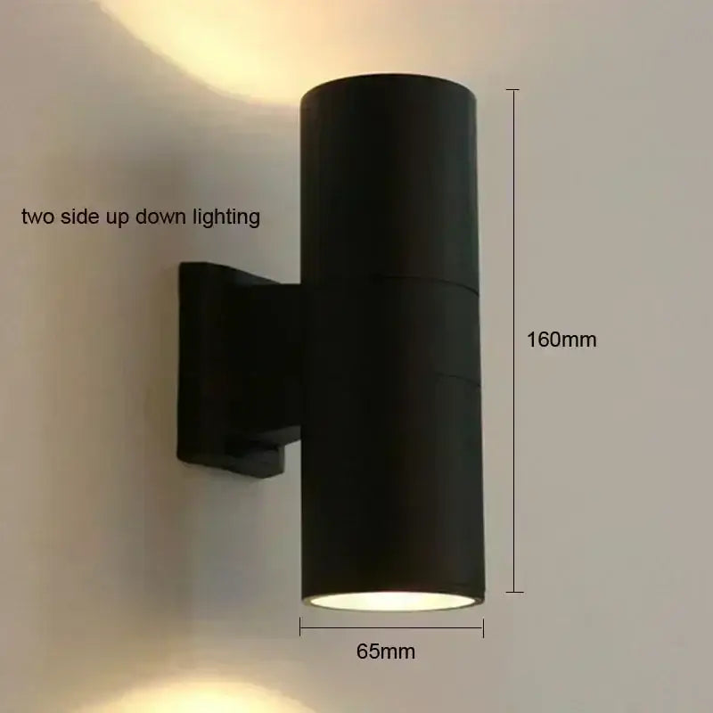 Modern black cylindrical outdoor wall lamp porch sconce
