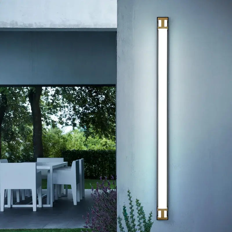 Modern black & gold led outdoor wall lamp garden sconce