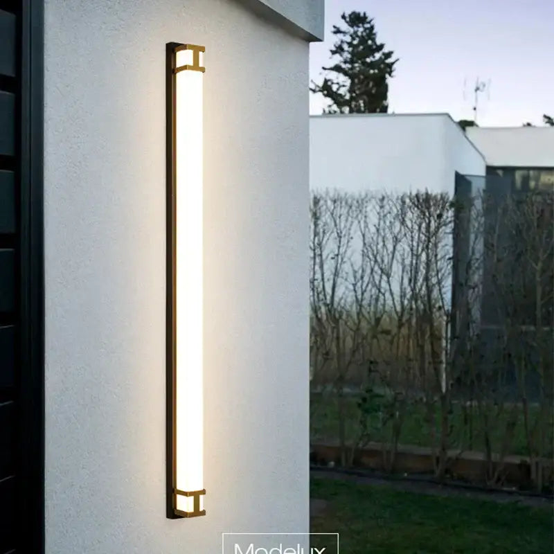Modern black & gold led outdoor wall lamp garden sconce