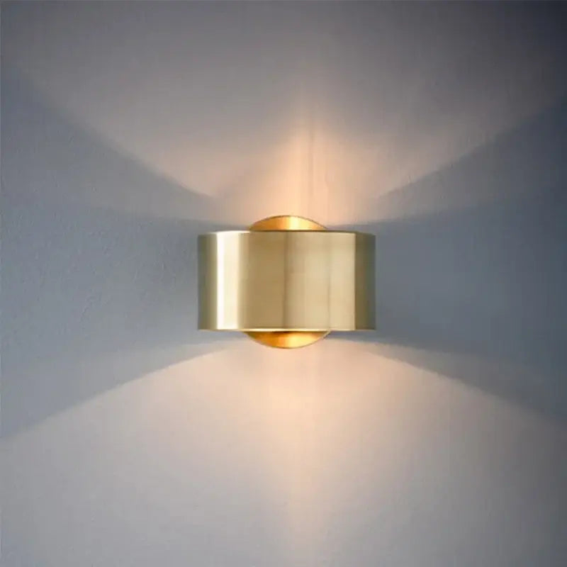 Modern brass cylindrical led outdoor wall light garden sconce