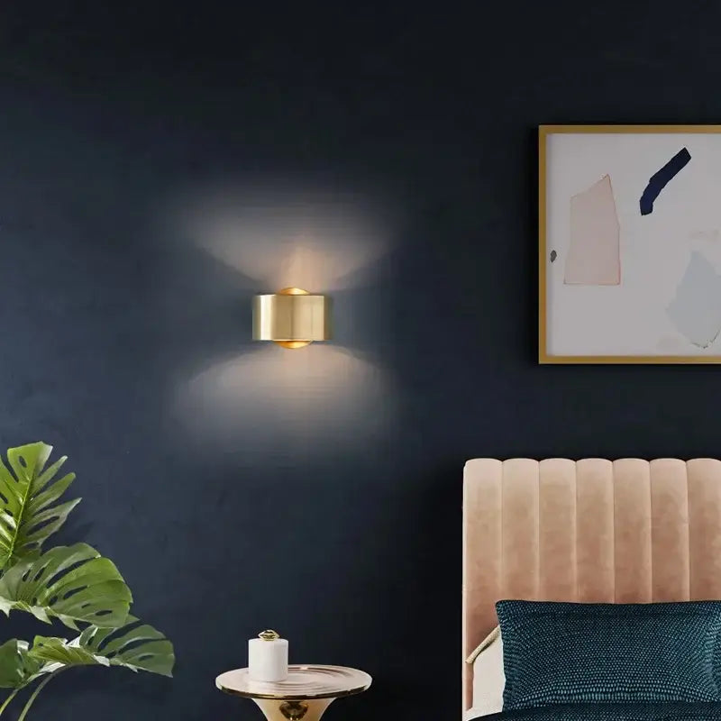 Modern brass cylindrical led outdoor wall light garden sconce