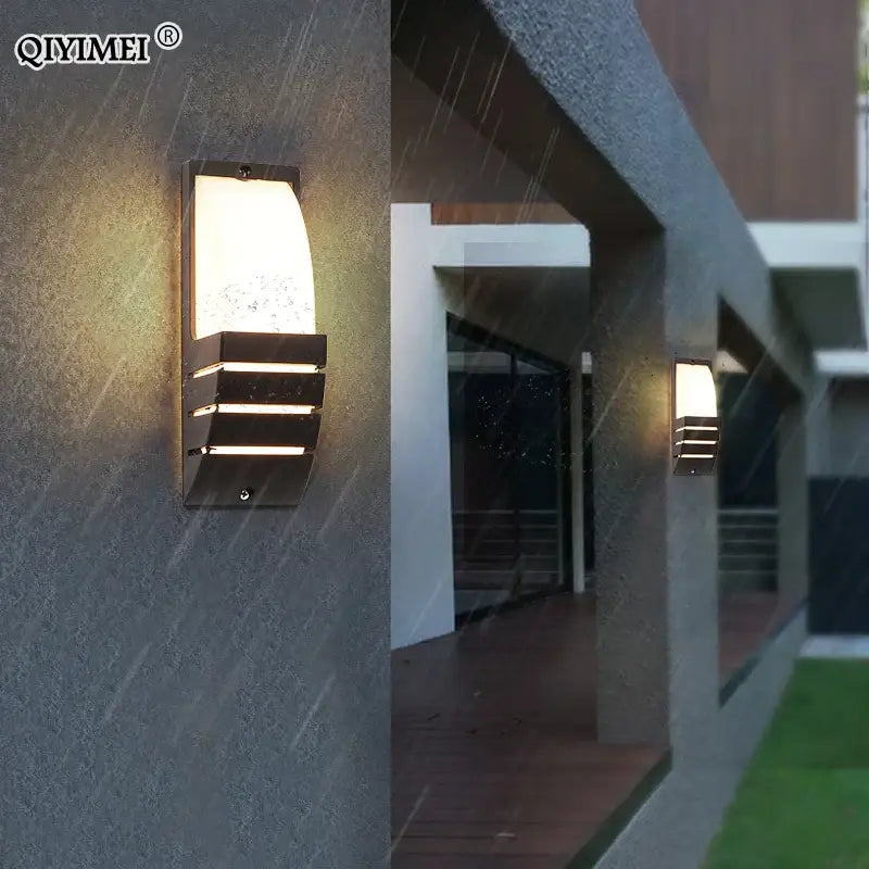Modern geometric black led outdoor wall sconce garden light
