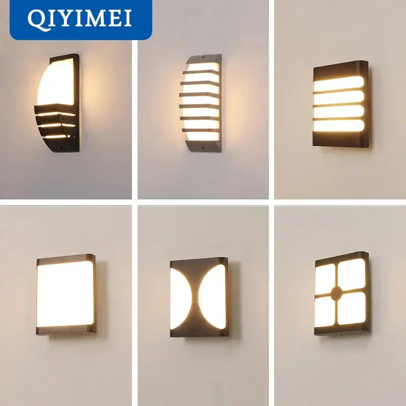 Modern geometric black led outdoor wall sconce garden light