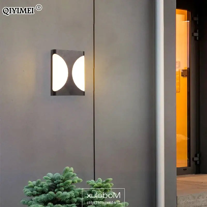 Modern geometric black led outdoor wall sconce garden light