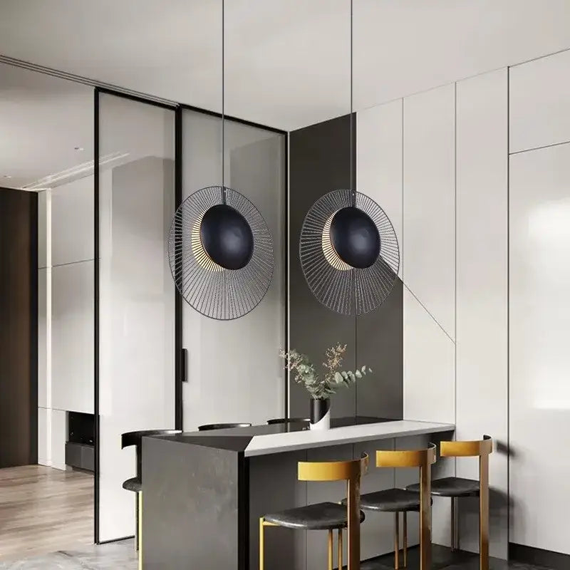 Modern black radial oyster pendant lamp bedroom hanging light