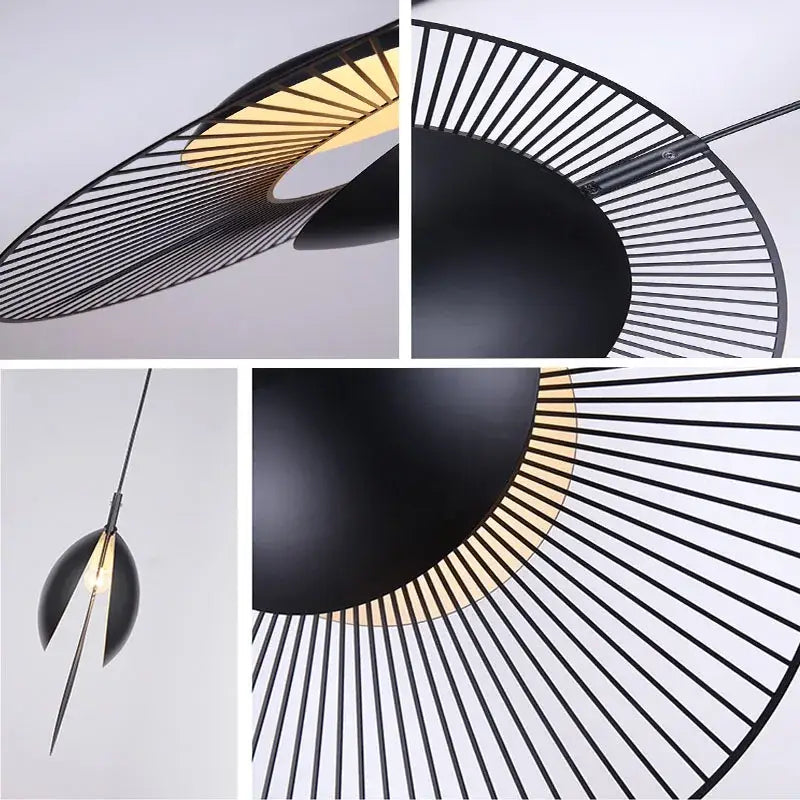 Modern black radial oyster pendant lamp bedroom hanging light
