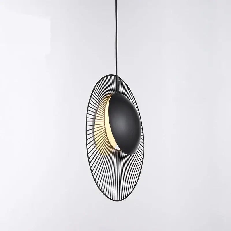 Modern black radial oyster pendant lamp bedroom hanging light