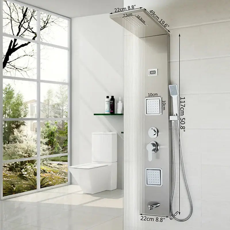 Modern chrome led panel bath faucet with massage spa jets bathroom