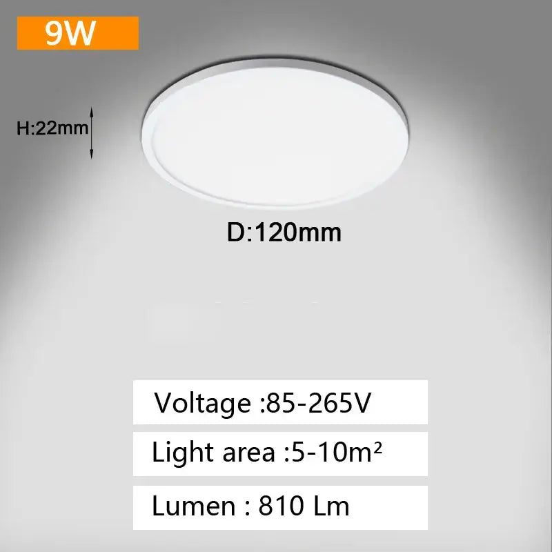 Minimalist white circular and square panel ceiling light bedroom