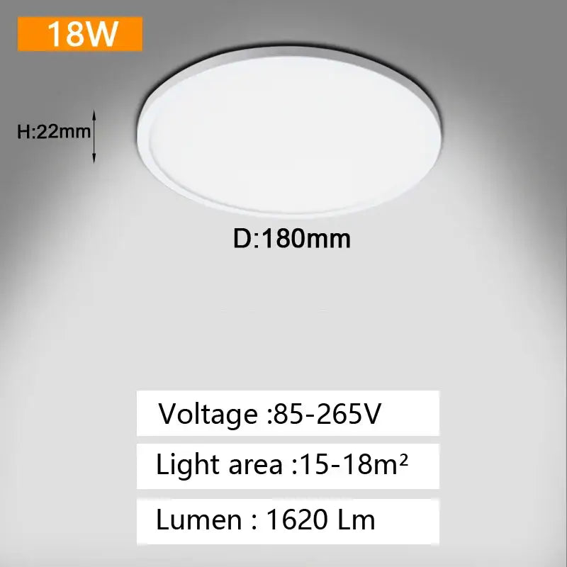 Minimalist white circular and square panel ceiling light bedroom