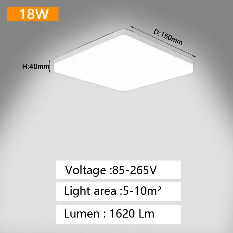 Minimalist white circular and square panel ceiling light bedroom