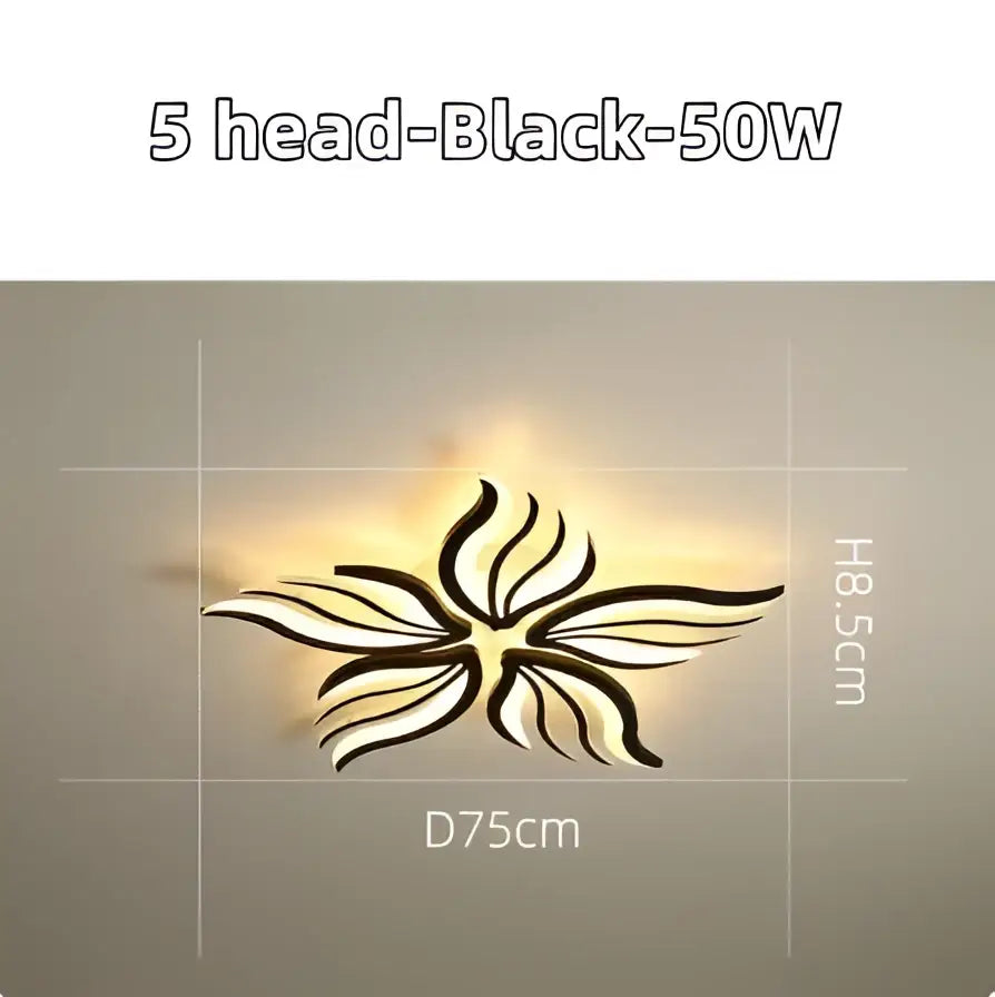 Modern black leaf panel ceiling light for living room