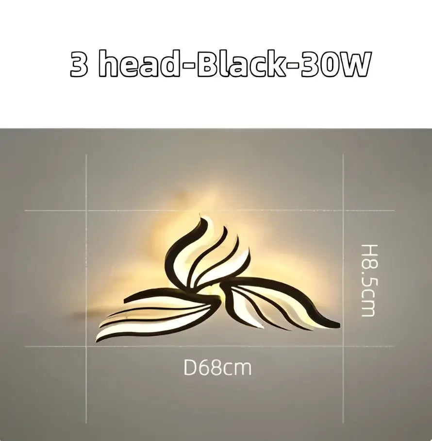 Modern black leaf panel ceiling light for living room