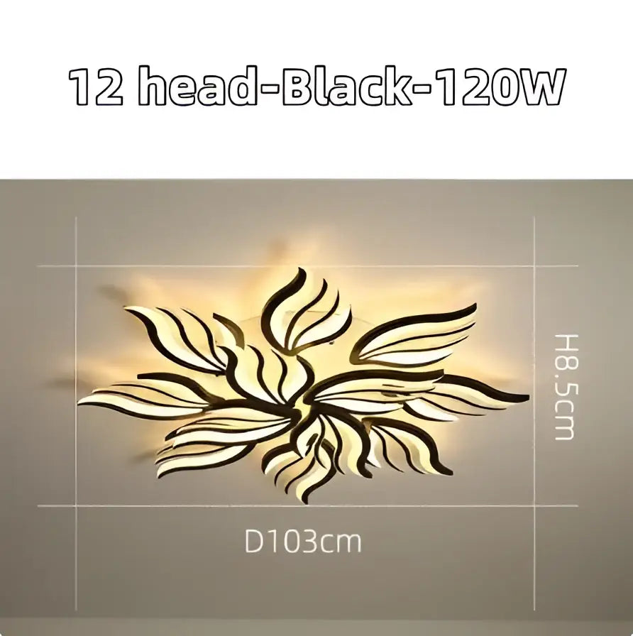 Modern black leaf panel ceiling light for living room