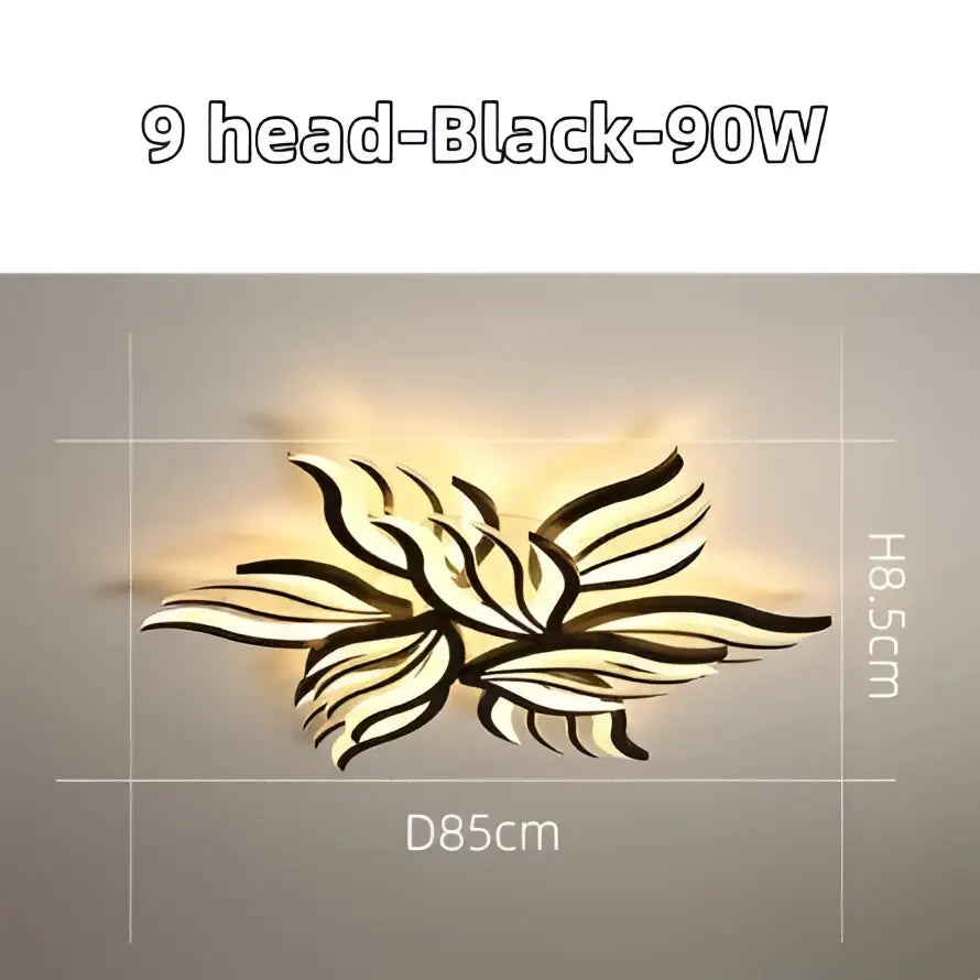 Modern black leaf panel ceiling light for living room