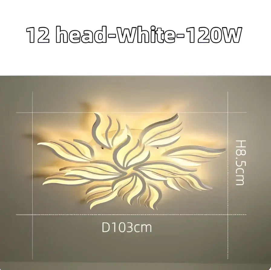 Modern black leaf panel ceiling light for living room