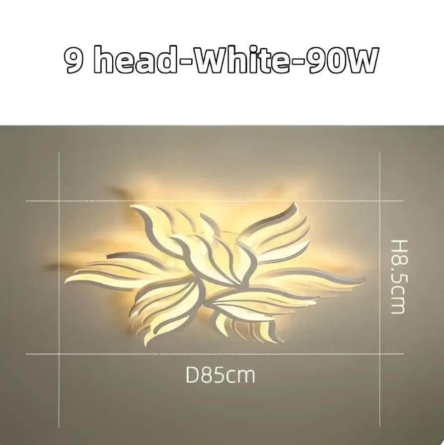 Modern black leaf panel ceiling light for living room