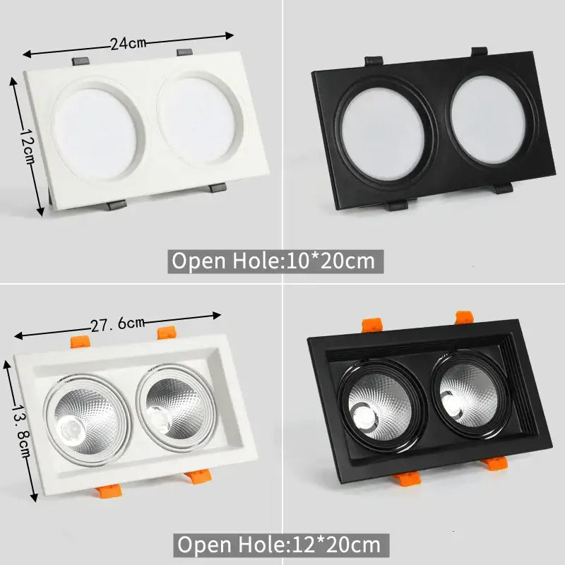 Modern rectangular white & black led panel lamp bathroom downlight