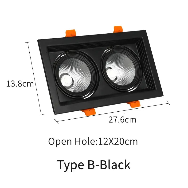 Modern rectangular white & black led panel lamp bathroom downlight