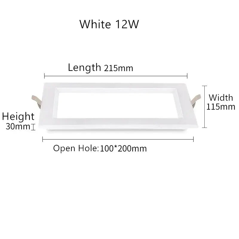 Modern rectangular white & black led panel lamp bathroom downlight