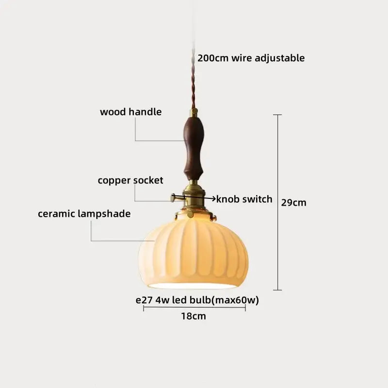 Vintage wood and cut glass led pendant lamp dining room