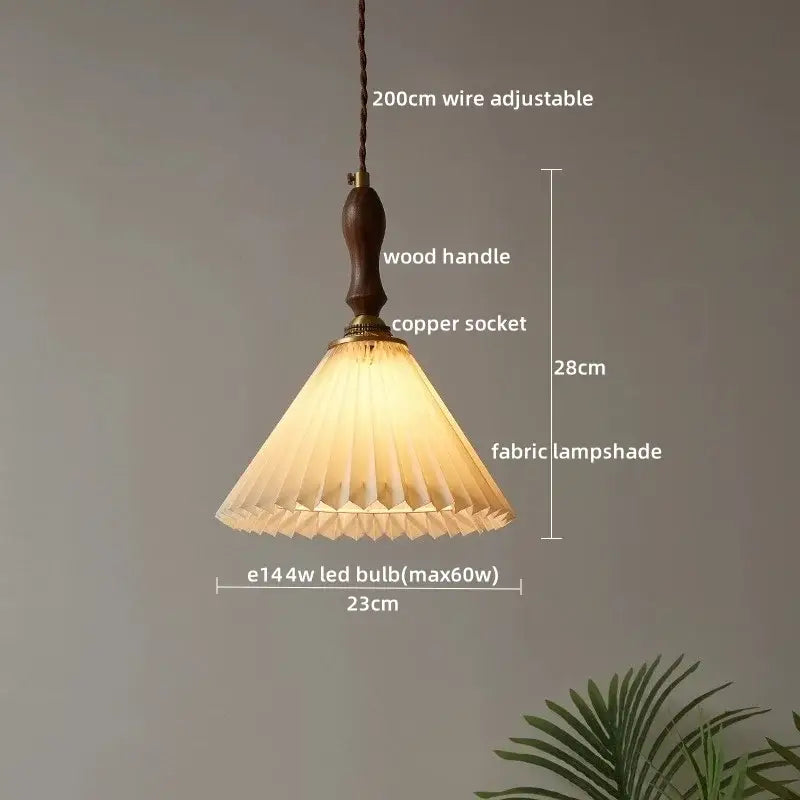 Vintage wood and cut glass led pendant lamp dining room