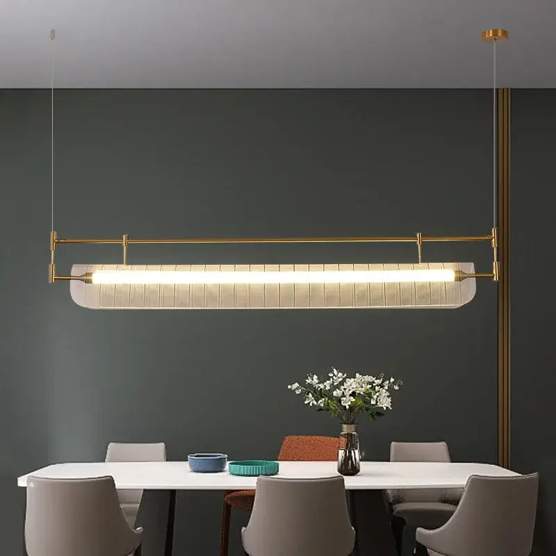 Modern brass textured glass led pendant lamp for dining room
