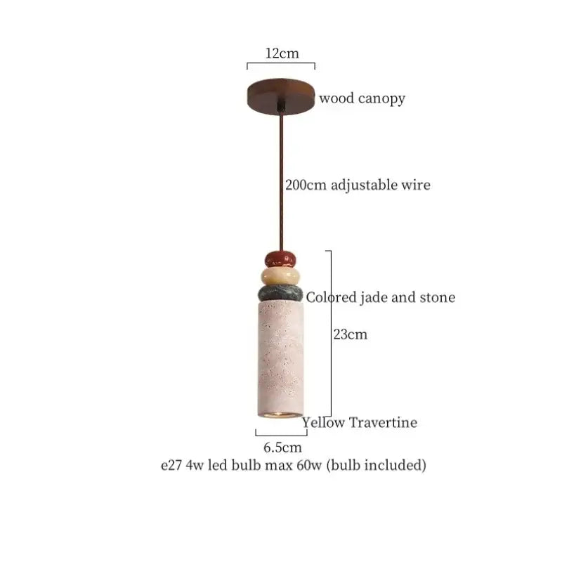 Minimalist wood and concrete led pendant lamp dining room