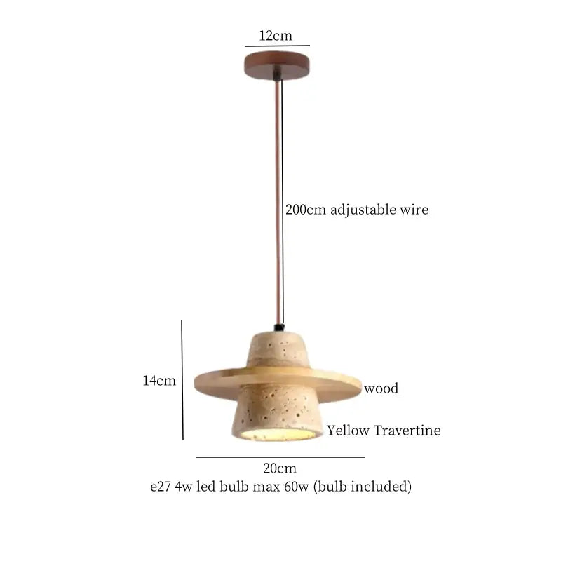 Minimalist wood and concrete led pendant lamp dining room