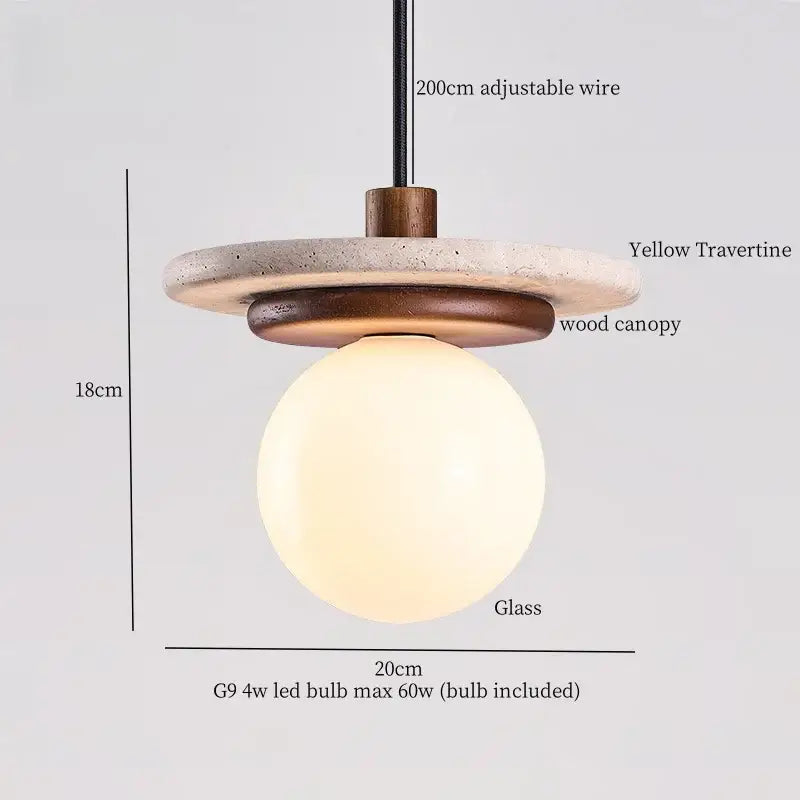 Minimalist wood and concrete led pendant lamp dining room