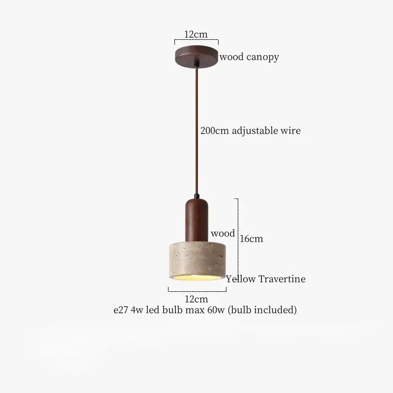 Minimalist wood and concrete led pendant lamp dining room
